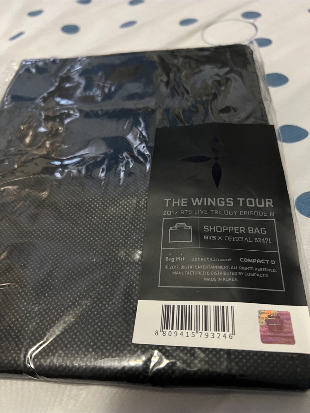 BTS The Wings Tour Black Shopper Bag